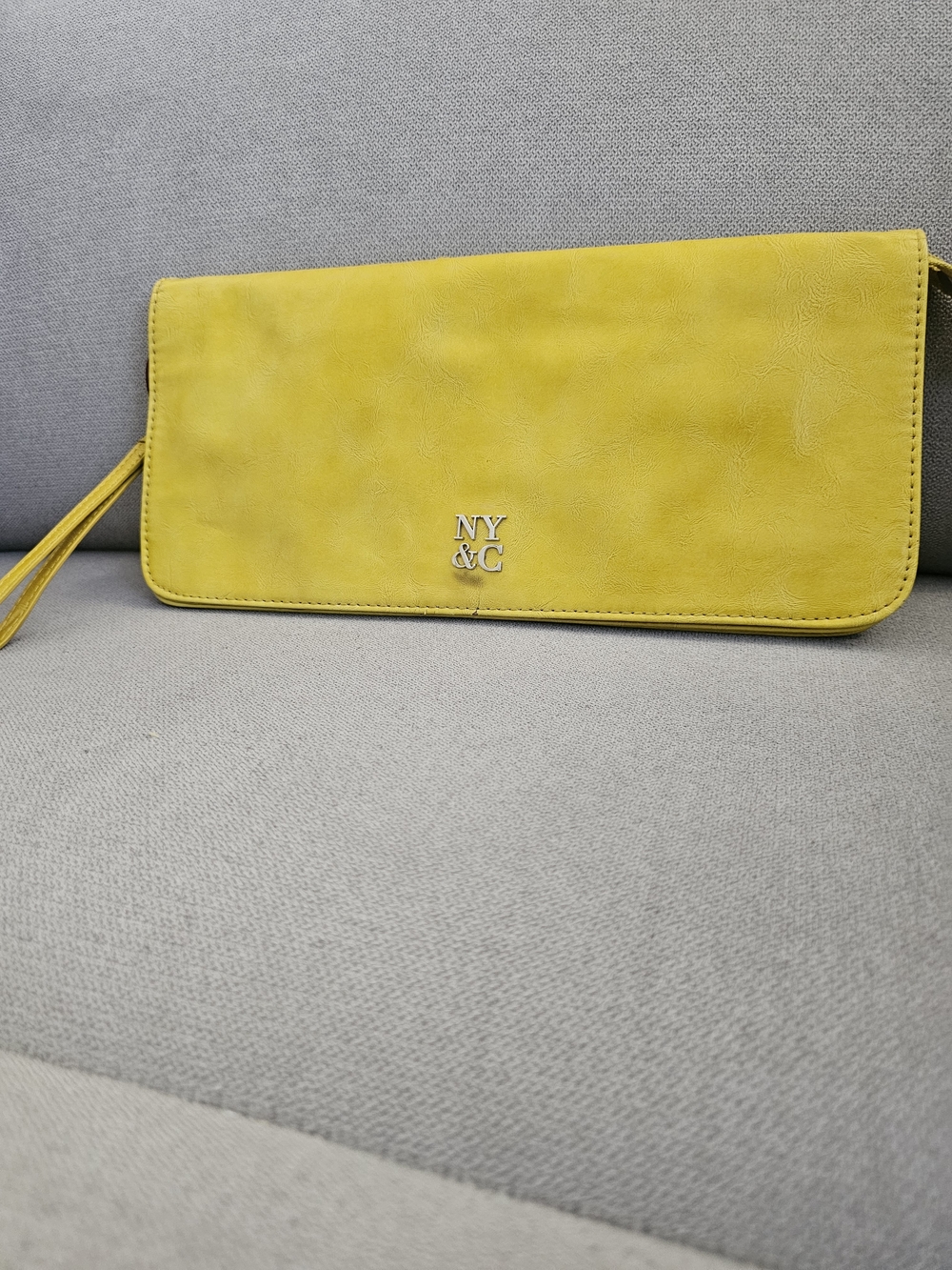 New York & Company Yellow Fold-Over Wristlet Clutch